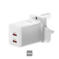 Os-Baseus Gan5 Pro Fast Charger C+C 40W Uk Moon White